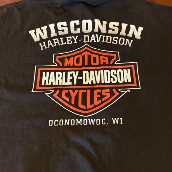 Harley-Davidson Biker Skull T-Shirt Gildan Black Oconomowoc Wisconsin USA‎ 3XL - Picture 2 of 12